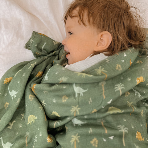 Dinos Organic Muslin Wrap Swaddle - Pretty Perfect Gift Hampers