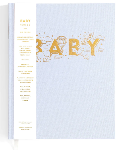 Powder Blue Baby Journal - From Age 0 to 6 Years Old - Pretty Perfect Gift Hampers
