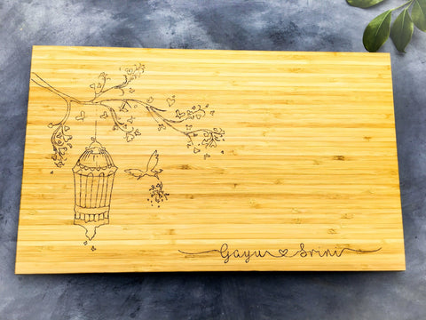 Personalised chopping board - bird cage - Pretty Perfect Gift Hampers