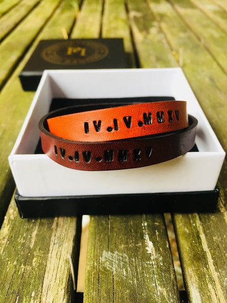 Personalised leather bracelet - Brown and Tan - Pretty Perfect Gift Hampers
