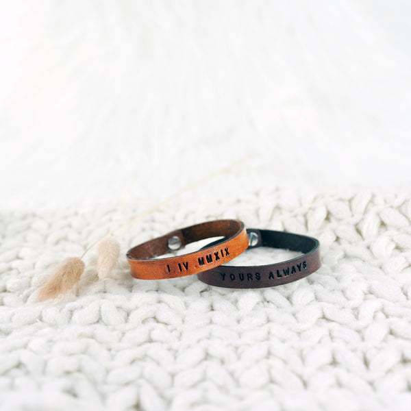 Personalised leather bracelet - Brown and Tan - Pretty Perfect Gift Hampers
