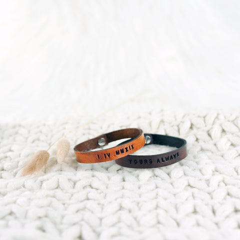 Personalised leather bracelet - Brown and Tan - Pretty Perfect Gift Hampers