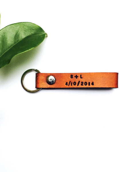 Personalised Leather key chain - Brown / Tan - words - Pretty Perfect Gift Hampers