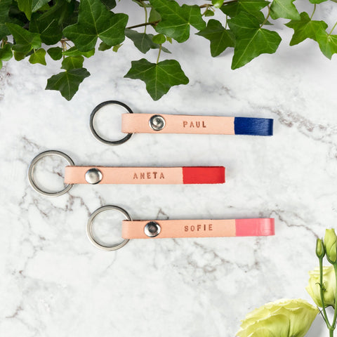 Personalised leather key chains - petite dips - Pretty Perfect Gift Hampers