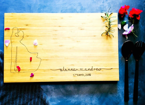 Personalised wedding or engagement chopping board for anniversary - Pretty Perfect Gift Hampers